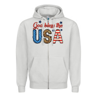 Dove Grey god bless the usa Zipper Hoodie - BundleAndBundleShop