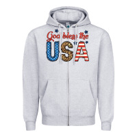 Heather Grey god bless the usa Zipper Hoodie - BundleAndBundleShop