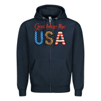 Navy god bless the usa Zipper Hoodie - BundleAndBundleShop