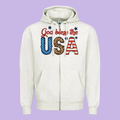 God Bless The Usa Zipper Hoodie Designed By Bundleandbundleshop