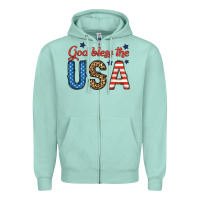 Seafoam god bless the usa Zipper Hoodie - BundleAndBundleShop