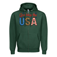 Sports Green god bless the usa Zipper Hoodie - BundleAndBundleShop