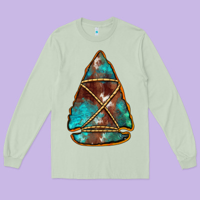 Turquoise Cowhide Arrowhead Long Sleeve Tee Designed By Jasminsmagicworld