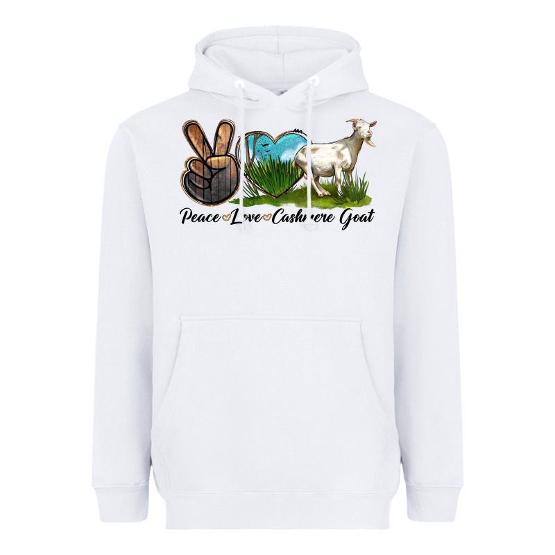 Peace Love Cashmere Goat Heavyweight Hoodie by LillyAllenDesigns | Teevron