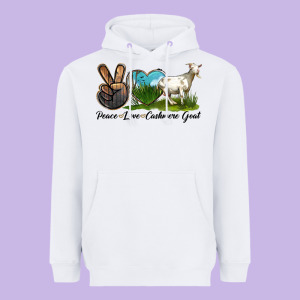 Peace Love Cashmere Goat Heavyweight Hoodie Designed By Lillyallendesigns