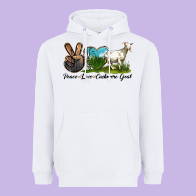 Peace Love Cashmere Goat Heavyweight Hoodie Designed By Lillyallendesigns