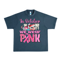 Midnight Navy In October We Wear Pink Breast Cancer Awareness Urban Heavy Tee - texasbilliewilder