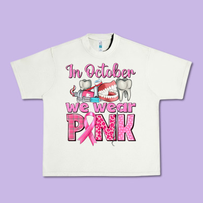 In October We Wear Pink Breast Cancer Awareness Urban Heavy Tee Designed By Texasbilliewilder