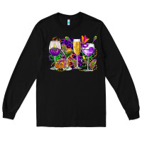 Black mardi gras wine glasses cowgirl Long Sleeve Tee - CowGirlArtShop