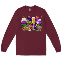 Burgundy mardi gras wine glasses cowgirl Long Sleeve Tee - CowGirlArtShop