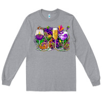 Heather Grey mardi gras wine glasses cowgirl Long Sleeve Tee - CowGirlArtShop