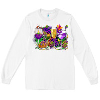 White mardi gras wine glasses cowgirl Long Sleeve Tee - CowGirlArtShop