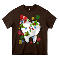 Chocolate Brown Christmas Teeth Dentist Heavy Core Tee - MaliasSmallBusiness