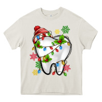 Cream Christmas Teeth Dentist Heavy Core Tee - MaliasSmallBusiness