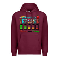 Burgundy battery life of a teacher monday friday Premium Hoodie - RanaPortraitStore