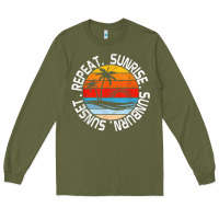 Army Green sunrise sunburn sunset repeat retro vintage gift vacation t shirt Long Sleeve Tee - tuanDangUi