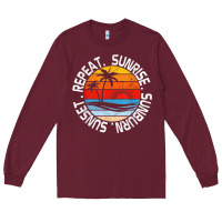Burgundy sunrise sunburn sunset repeat retro vintage gift vacation t shirt Long Sleeve Tee - tuanDangUi