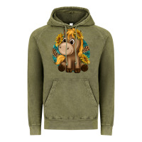 Vintage Olive cute baby horse amd sunflowers Vintage Hoodie - texasbilliewilder