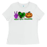 White peace love halloween Ladies Tee - BundleAndBundleShop
