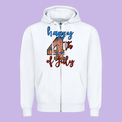 Happy 4th Of July Zipper Hoodie Designed By Bundleandbundleshop