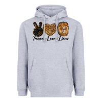 Heather Grey Peace Love Lion Head Heavyweight Hoodie - LillyAllenDesigns