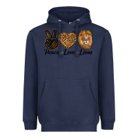 Navy Peace Love Lion Head Heavyweight Hoodie - LillyAllenDesigns