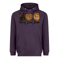 Plum Peace Love Lion Head Heavyweight Hoodie - LillyAllenDesigns