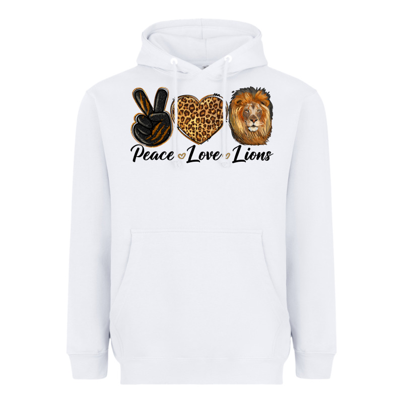 Peace Love Lion Head Heavyweight Hoodie by LillyAllenDesigns | Teevron