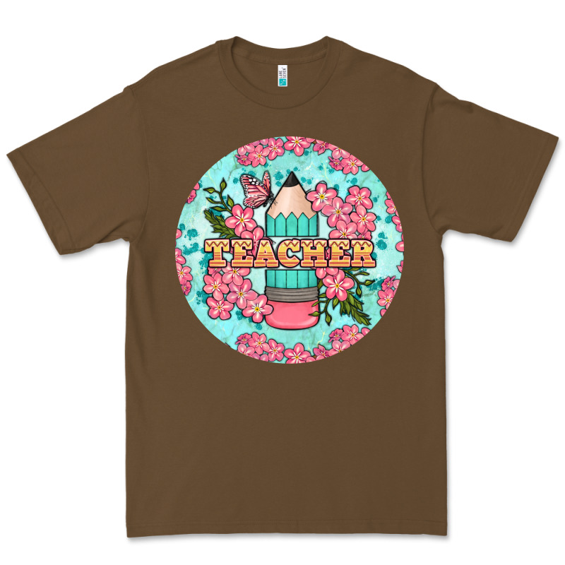 Teacher Floral Pencil Round Earring Premium Tee by BundleAndBundleShop | Teevron