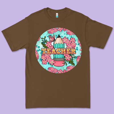 Teacher Floral Pencil Round Earring Premium Tee Designed By Bundleandbundleshop
