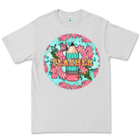 Dove Grey teacher floral pencil round earring Premium Tee - BundleAndBundleShop