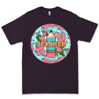 Plum teacher floral pencil round earring Premium Tee - BundleAndBundleShop