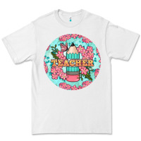 White teacher floral pencil round earring Premium Tee - BundleAndBundleShop