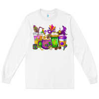 White mardi gras coffee cups cowgirl Long Sleeve Tee - CowGirlArtShop