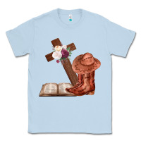 Dusty Blue Boots with Bible and cross Classic Tee - Bettercallsaul