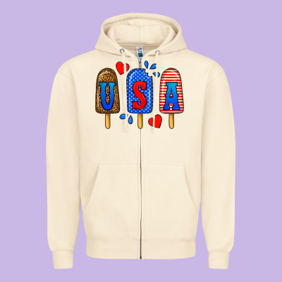 Usa Popsicles Zipper Hoodie Designed By Bundleandbundleshop