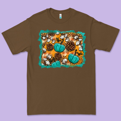 Fall Pumpkin Distressed Background Premium Tee Designed By Bundleandbundleshop