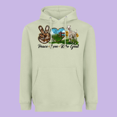 Peace Love Kiko Goat Heavyweight Hoodie Designed By Lillyallendesigns