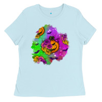 Baby Blue halloween patch 1 Ladies Tee - BundleAndBundleShop