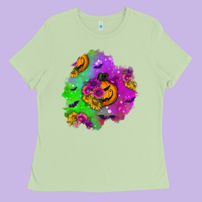 Halloween Patch 1 Ladies Tee Designed By Bundleandbundleshop