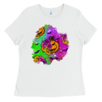 White halloween patch 1 Ladies Tee - BundleAndBundleShop