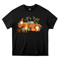 Black It's Fall Y'all Gnome Heavy Core Tee - MaliasSmallBusiness