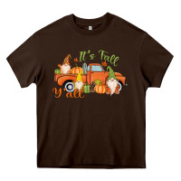 Chocolate Brown It's Fall Y'all Gnome Heavy Core Tee - MaliasSmallBusiness