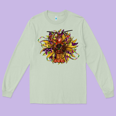 Mardi Gras Sunflower Long Sleeve Tee Designed By Cowgirlartshop