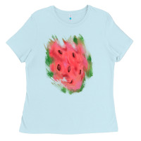 Baby Blue watermelon glitter watercolor brushstrokes patch Ladies Tee - RanaPortraitStore