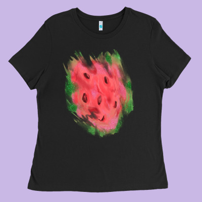 Watermelon Glitter Watercolor Brushstrokes Patch Ladies Tee Designed By Ranaportraitstore