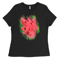 Black watermelon glitter watercolor brushstrokes patch Ladies Tee - RanaPortraitStore