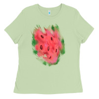 Matcha watermelon glitter watercolor brushstrokes patch Ladies Tee - RanaPortraitStore