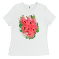White watermelon glitter watercolor brushstrokes patch Ladies Tee - RanaPortraitStore