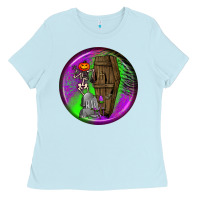 Baby Blue halloween round earrings 1 Ladies Tee - BundleAndBundleShop